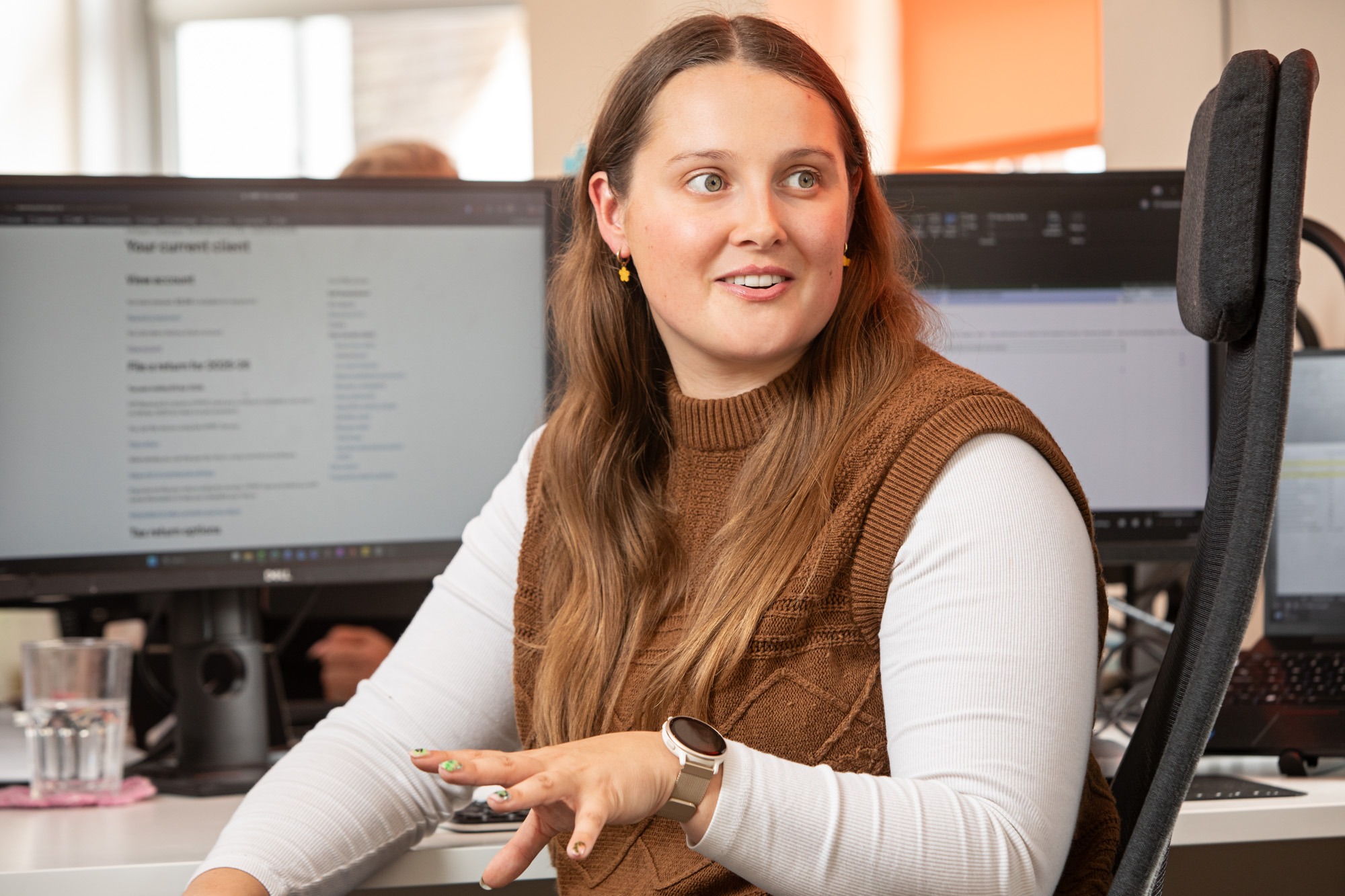 team member discussing in the office